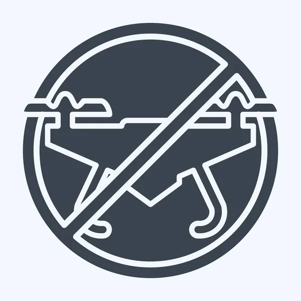 Ikona Nie Strefa Drona Związane Symbolem Drona Styl Glifowy Prosty — Wektor stockowy
