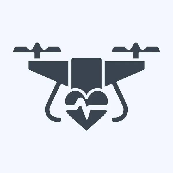 Ikon Orvosi Drón Drón Szimbólummal Kapcsolatos Grafikus Stílus Egyszerű Tervezés — Stock Vector