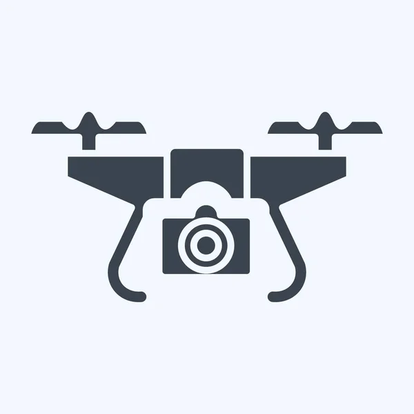 Ikon Drón Kamerával Drón Szimbólummal Kapcsolatos Grafikus Stílus Egyszerű Tervezés — Stock Vector