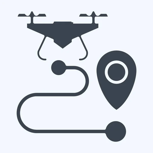 Ikona Drone Tracking Związane Symbolem Drona Styl Glifowy Prosty Projekt — Wektor stockowy