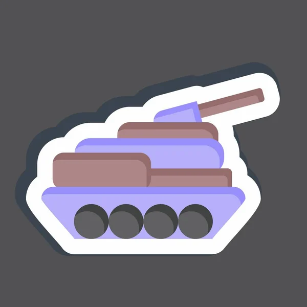 Sticker Tank Gerelateerd Aan Het Militaire Symbool Eenvoudig Ontwerp Bewerkbaar — Stockvector
