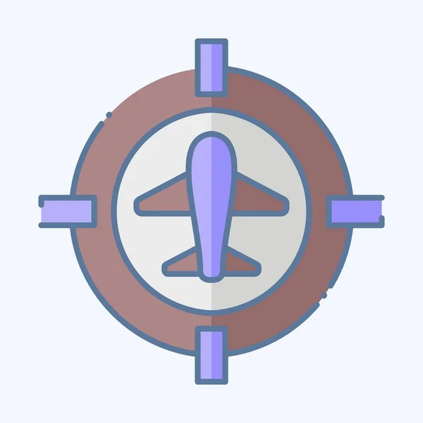 Icon Target Location Mit Militärischem Symbol Verwandt Doodle Stil Einfaches — Stockvektor