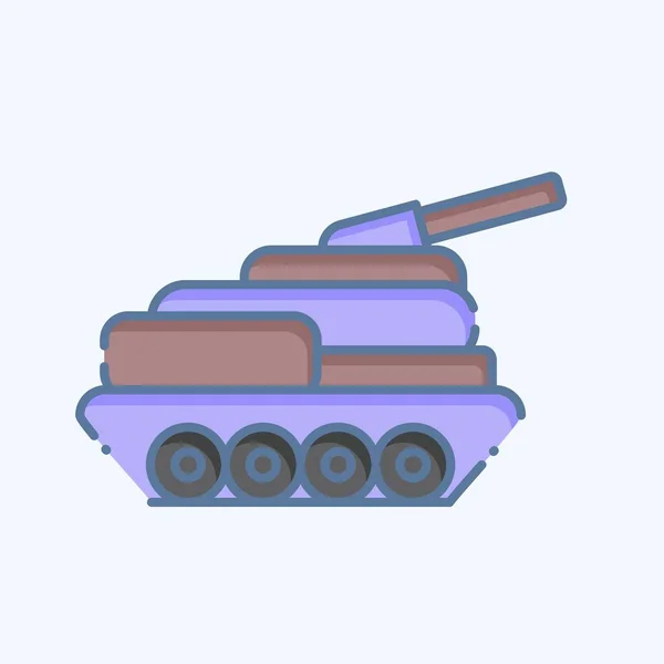 Icône Tank Lié Symbole Militaire Style Doodle Conception Simple Modifiable — Image vectorielle