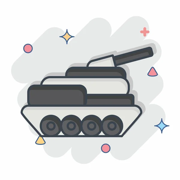 Ikon Tank Katonai Szimbólummal Kapcsolatos Képregény Stílus Egyszerű Tervezés Szerkeszthető — Stock Vector