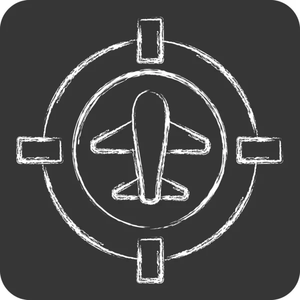 Icon Target Location Mit Militärischem Symbol Verwandt Kreide Stil Einfaches — Stockvektor