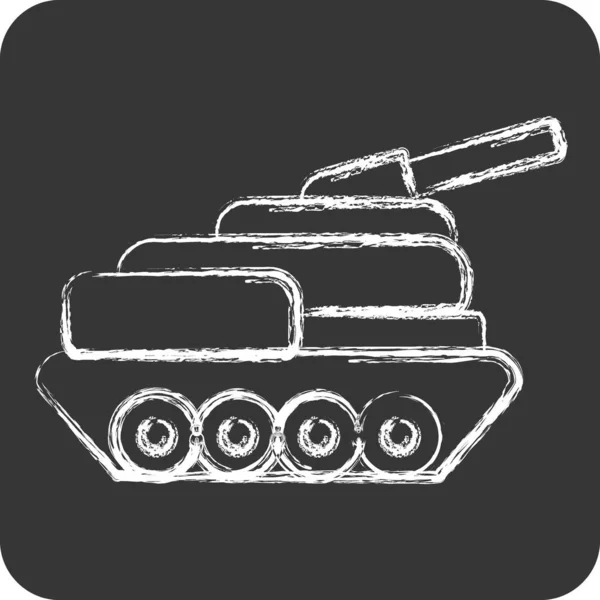 Танк Ікона Пов Язаний Військовим Символом Крейдяний Стиль Простий Дизайн — стоковий вектор