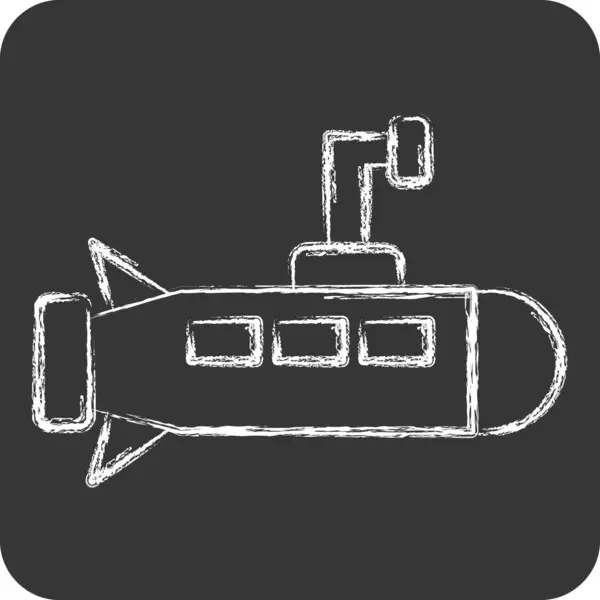 Icono Submarino Relacionado Con Símbolo Militar Estilo Tiza Diseño Simple — Vector de stock