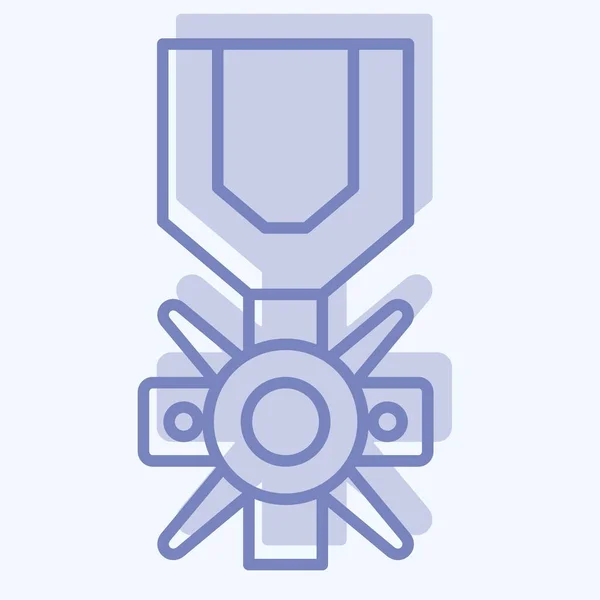 Icon Valor Medal Související Vojenským Symbolem Dvoubarevný Styl Jednoduchý Design — Stockový vektor