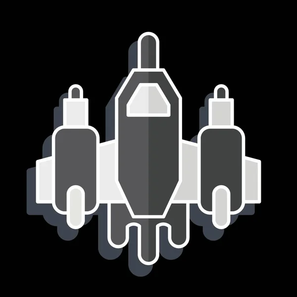 Εικονικό Αεροσκάφος Που Σχετίζονται Στρατιωτικό Σύμβολο Γυαλιστερό Στυλ Απλό Σχεδιασμό — Διανυσματικό Αρχείο