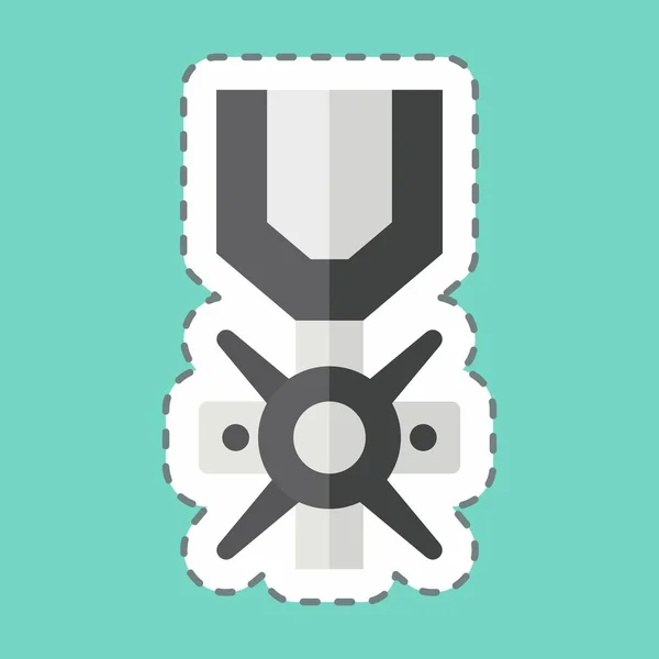 Garis Stiker Memotong Valor Medal Terkait Dengan Simbol Militer Desain - Stok Vektor