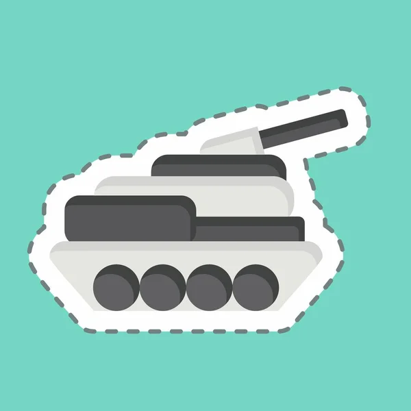 Sticker Line Cut Tank Related Military Symbol Simple Design Editable — Stock Vector