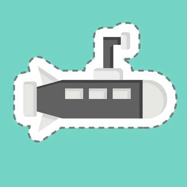 Sticker Line Cut Ponorka Související Vojenským Symbolem Jednoduchý Design Upravitelný — Stockový vektor