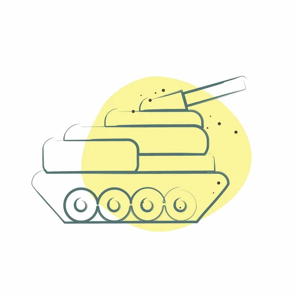 Ikon Tank Katonai Szimbólummal Kapcsolatos Színfolt Stílus Egyszerű Tervezés Szerkeszthető — Stock Vector