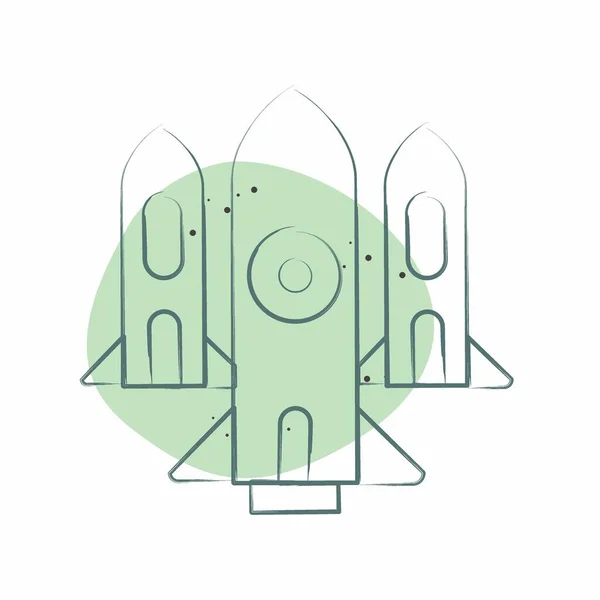 Ikone Nuklear Mit Militärischem Symbol Verwandt Farbfleck Stil Einfaches Design — Stockvektor