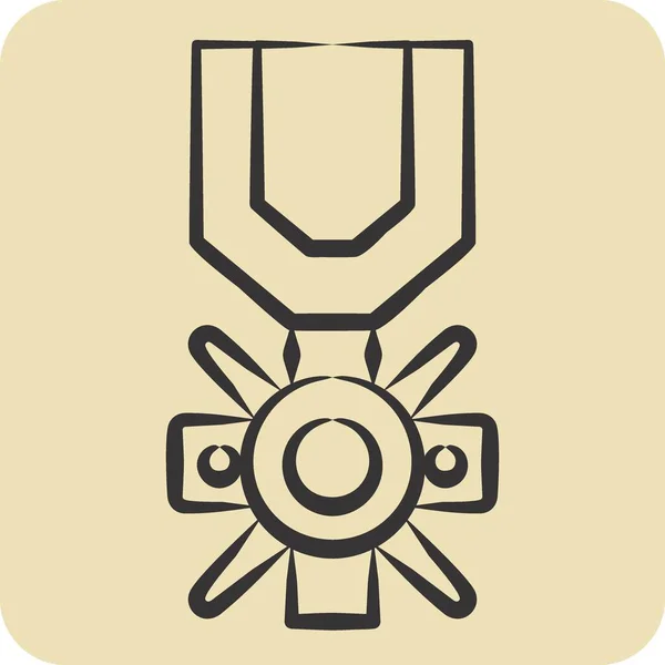 Icono Medalla Valor Relacionado Con Símbolo Militar Estilo Dibujado Mano — Archivo Imágenes Vectoriales