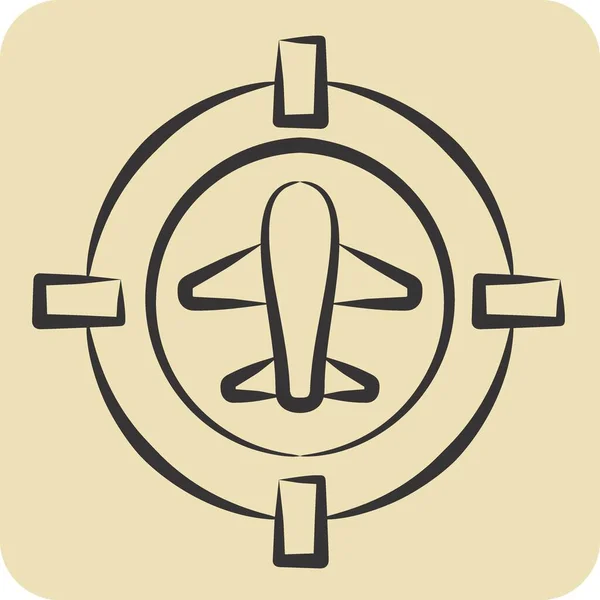 Місцезнаходження Цілі Піктограми Пов Язаний Військовим Символом Стиль Намальований Вручну — стоковий вектор