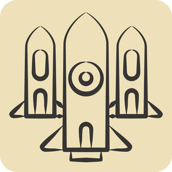 Ikone Nuklear Mit Militärischem Symbol Verwandt Handgezeichneten Stil Einfaches Design — Stockvektor