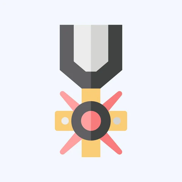 Медаль Ікона Валор Пов Язаний Військовим Символом Плаский Стиль Простий — стоковий вектор