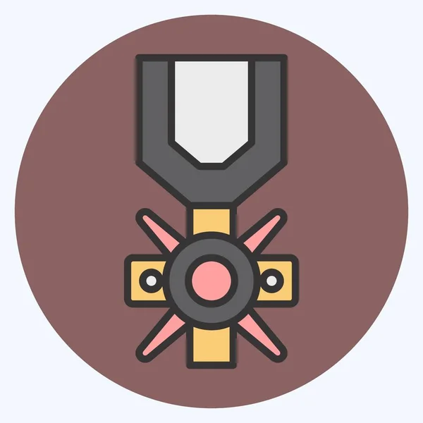 Icono Medalla Valor Relacionado Con Símbolo Militar Estilo Mate Color — Archivo Imágenes Vectoriales