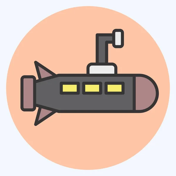 Ikone Boot Mit Militärischem Symbol Verwandt Farbe Mate Stil Einfaches — Stockvektor