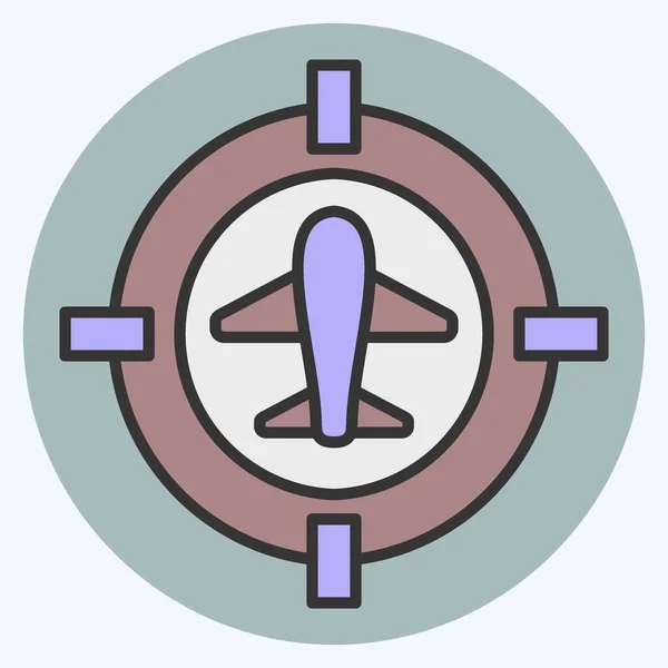 Icon Target Location Mit Militärischem Symbol Verwandt Farbe Mate Stil — Stockvektor