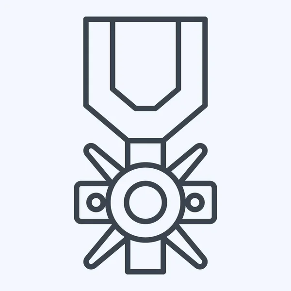Icono Medalla Valor Relacionado Con Símbolo Militar Estilo Línea Diseño — Archivo Imágenes Vectoriales