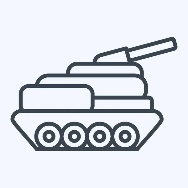 Ikonen Tank Relaterad Till Militär Symbol Linje Stil Enkel Design — Stock vektor