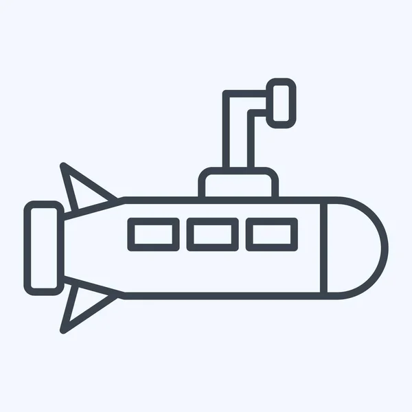 Ikonubåt Relaterad Till Militär Symbol Linje Stil Enkel Design Redigerbar — Stock vektor