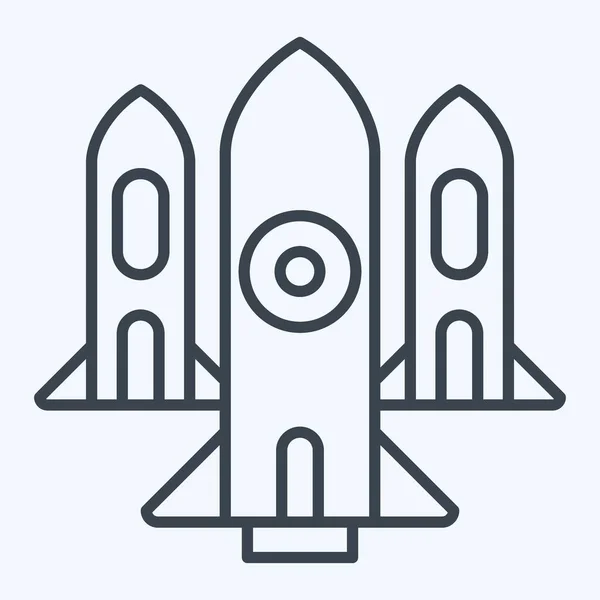 Ikona Nuclear Související Vojenským Symbolem Styl Čáry Jednoduchý Design Upravitelný — Stockový vektor
