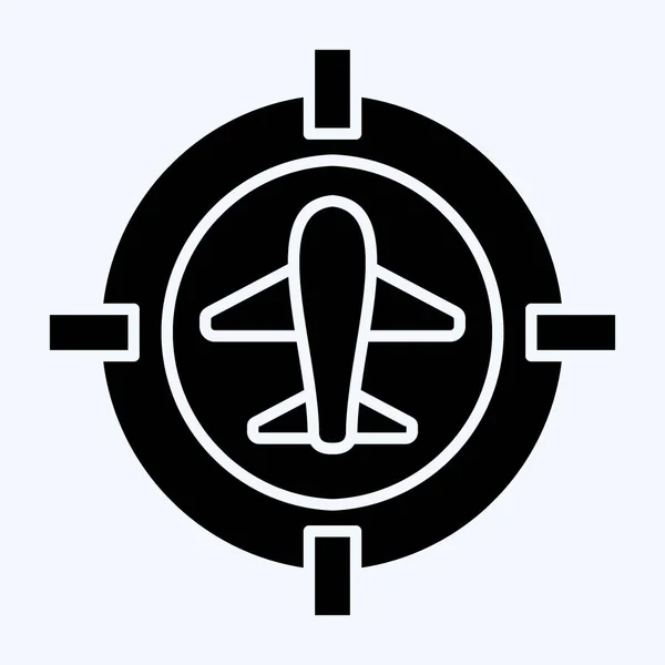 Lokalizacja Celu Ikony Związane Symbolem Wojskowym Styl Glifowy Prosty Projekt — Wektor stockowy