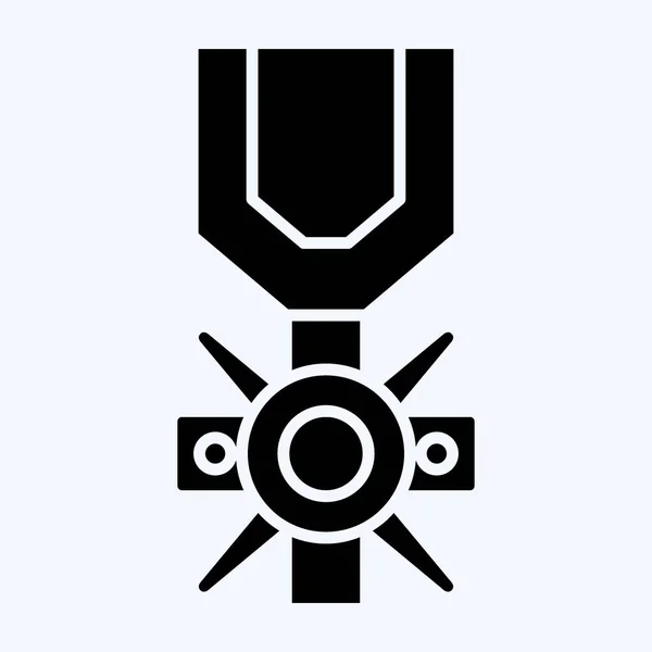 Icono Medalla Valor Relacionado Con Símbolo Militar Estilo Glifo Diseño — Archivo Imágenes Vectoriales