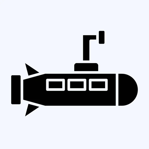 Icono Submarino Relacionado Con Símbolo Militar Estilo Glifo Diseño Simple — Vector de stock