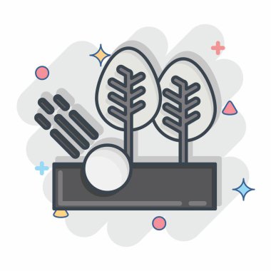 Simge Ormanı. Golf sembolüyle ilgili. Çizgi roman. Basit dizayn edilebilir. Basit resimleme