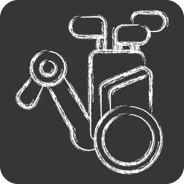 İkon Trolley. Golf sembolüyle ilgili. Tebeşir stili. Basit dizayn edilebilir. Basit resimleme