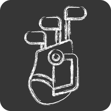 Simge Golf Çantası. Golf sembolüyle ilgili. Tebeşir stili. Basit dizayn edilebilir. Basit resimleme