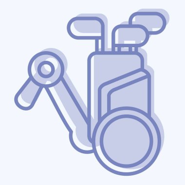 İkon Trolley. Golf sembolüyle ilgili. İki ton stili. Basit dizayn edilebilir. Basit resimleme