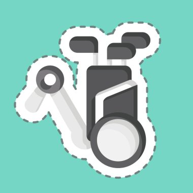 Çıkartma çizgisi Trolley 'i kesti. Golf sembolüyle ilgili. Basit dizayn edilebilir. Basit resimleme