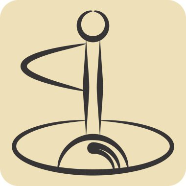 Simge Deliği. Golf sembolüyle ilgili. El çizimi tarzı. Basit dizayn edilebilir. Basit resimleme