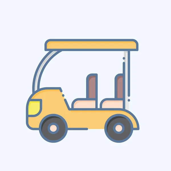 Chariot Golf Icône Lié Symbole Golf Style Doodle Conception Simple — Image vectorielle