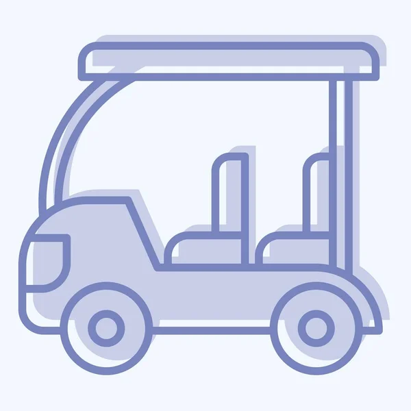 Icon Golf Cart Související Symbolem Golfu Dvoubarevný Styl Jednoduchý Design — Stockový vektor