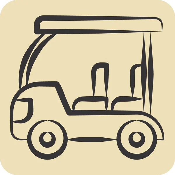 Icon Golf Cart Legătură Simbolul Golf Stilul Desenat Manual Design — Vector de stoc