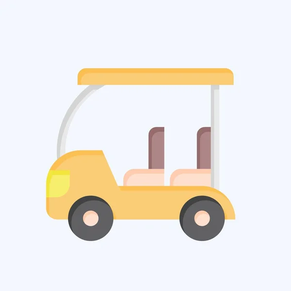 Symbolbild Golf Cart Mit Golf Symbol Verwandt Flachen Stil Einfaches — Stockvektor