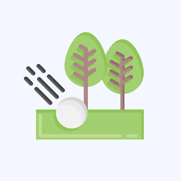 Icône Forest Lié Symbole Golf Style Plat Conception Simple Modifiable — Image vectorielle