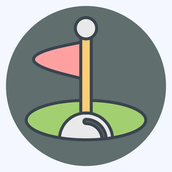 Symbolbild Loch Mit Golf Symbol Verwandt Farbe Mate Stil Einfaches — Stockvektor