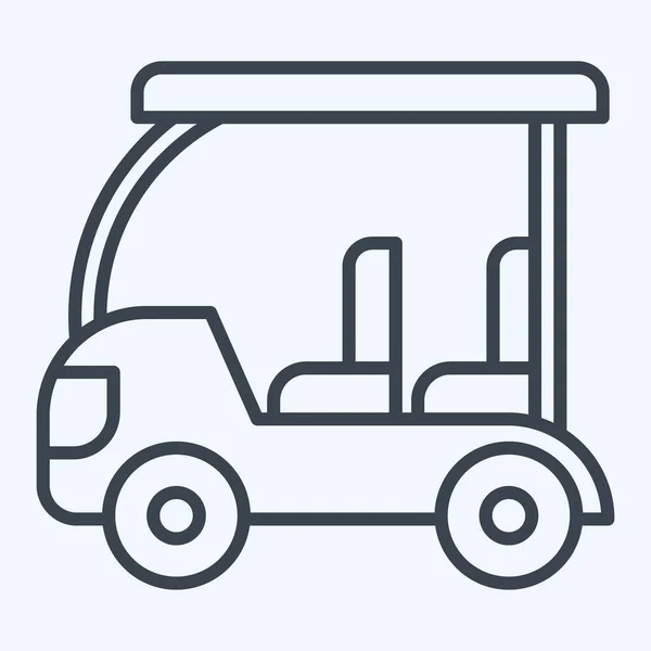 Symbolbild Golf Cart Mit Golf Symbol Verwandt Linienstil Einfaches Design — Stockvektor
