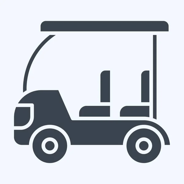 Symbolbild Golf Cart Mit Golf Symbol Verwandt Glyphen Stil Einfaches — Stockvektor