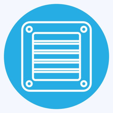 Simge Pencere Pervanesi. Klima sembolüyle ilgili. Mavi gözlü. Basit dizayn edilebilir. Basit resimleme