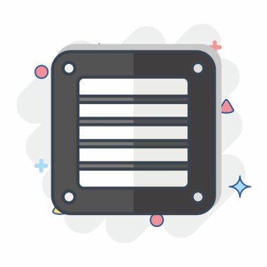 Simge Pencere Pervanesi. Klima sembolüyle ilgili. Çizgi roman. Basit dizayn edilebilir. Basit resimleme