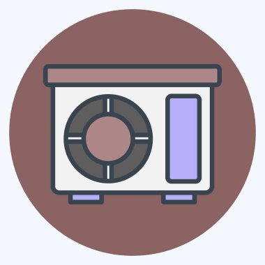 İkon Kapı Ünitesi. Klima sembolüyle ilgili. renk arkadaşı stili. Basit dizayn edilebilir. Basit resimleme