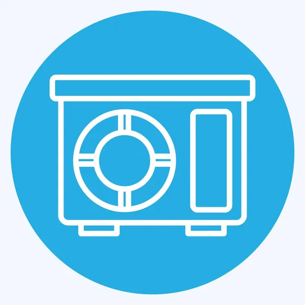 Icon Out Ajtó Egység Légkondicionáló Szimbólummal Kapcsolatos Kék Szemek Stílusa — Stock Vector